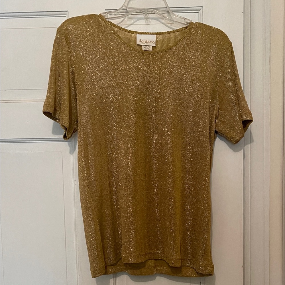 Jordana Sparkling Gold Short Sleeve Top